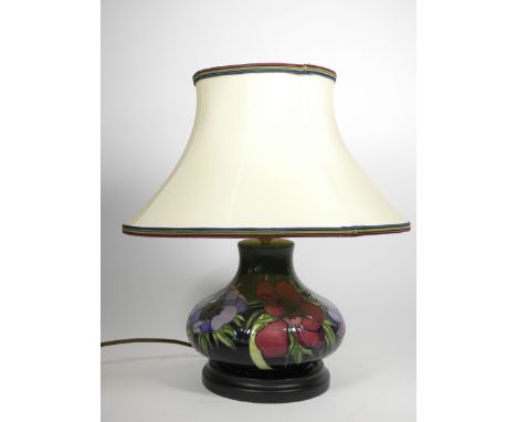 Moorcroft, a contemporary tube lined Clematis pattern baluster lamp, 19cm. 