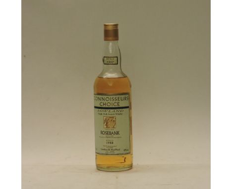 Connoisseurs Choice, Lowland Single Malt Scotch Whisky, Distilled at Rosebank 1988, Bottled by Gordon & MacPhail, one bottle