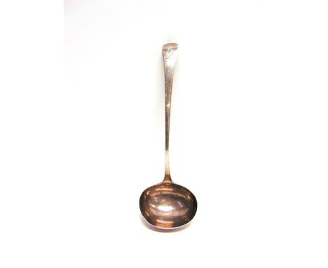 A GEORGE III SILVER SOUP LADLE by Peter & William Bateman, London 1811, Old English pattern, crested, 33cm long, 195g (6.2 tr