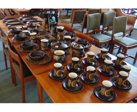 DENBY ARABESQUE: an extensive collection of dinner and teaware, including eight dinner plates, eight large oval plates, tea a