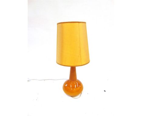 A LARGE CERAMIC TABLE LAMP AND SHADE,  the base impressed 'HONITON ENGLAND', 82cm high overall