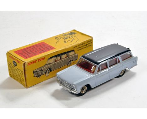 French Dinky No. 548 Fiat 1800 Familiale with grey blue body, black roof and red interior. NM to M in G to VG Box.