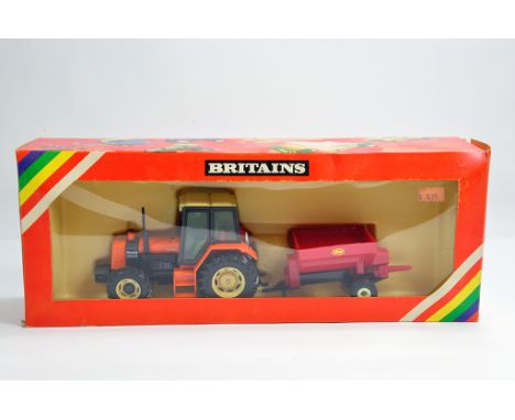 Britains Farm 1/32 No. 9607 Renault 145-14 Tractor and Vicon Spreader Set. E to NM in VG to E Box.