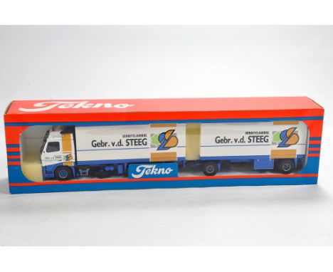 Tekno 1/50 Dutch Truck Volvo FH12 Globetrotter with Drawbar Box Trailer. Gebr. V.D. Steeg. M in Box.