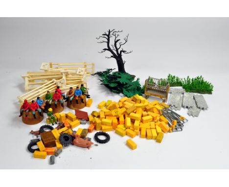 Britains Farm Figure group including tractor drivers plus bales, fencing, trees and other accessories. 