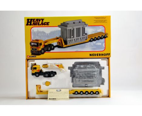 Corgi 1/50 Diecast Truck No. CC12003 MAN 6x4 with Low Loader Trailer and Generator. NM to M in Box