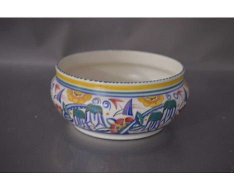 An early Poole pottery floral pattern bowl,  impressed 'Poole England' mark with incised '227' and undeglazed pattern and dec