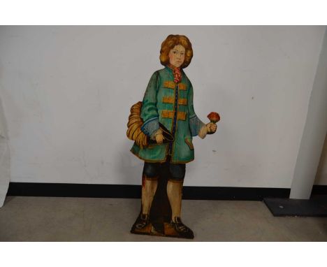 A modern figural dummy-board umbrella or walking stick-stand,  the front painted with an 18th century style figure of a young