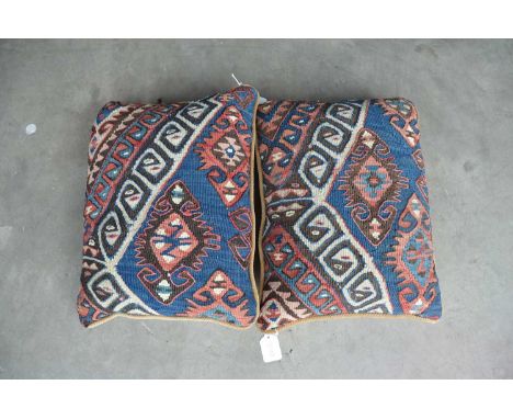 Two vintage kilim cushions, each measuring approx. 43cm by 32cm