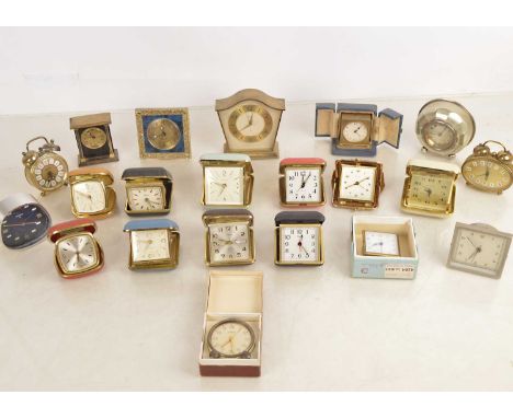 1950s and Later Travel Clocks (21), all windup examples, eleven in folding cases 9some cases as found), Oskar, Tempora (2 one