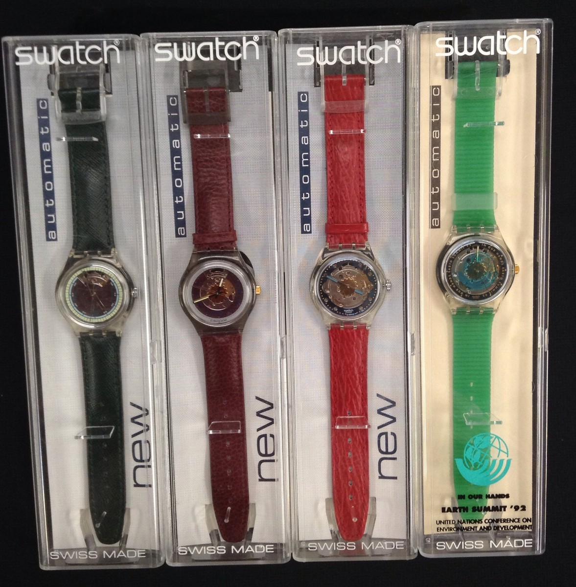 Swatch Watches Four Automatic Collection Wrist Watches Comprising Earth Summit 1992 Time To Mo