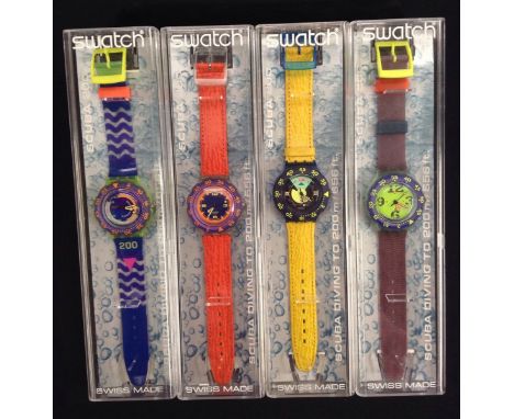 Swatch Watches - a Scube 200 Wrist watch Coming Tide JDJ 100, others;  Red Island SDK 206;  Divine SDN 102;  Spray Up SDN 103