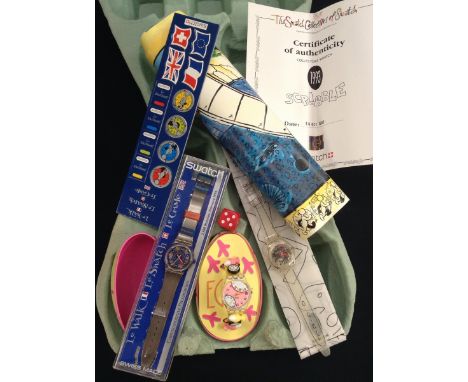 Swatch Watches - a Metal Flash/Andale wrist watch, as new with paperwork, cards, poster and original tube SSK 104, others ;  
