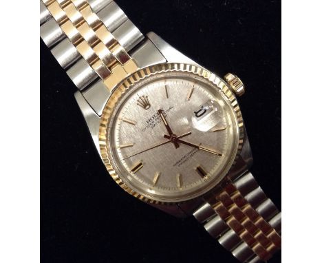 Rolex - a Gentleman's stainless steel Oyster Perpetual Datejust Superlative Chronometer wrist watch, Ref 1601, textured silve