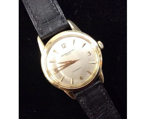 Vacheron Constantin - a gentleman's 14ct gold cased dress wrist watch, brushed silvered dial, quartered Arabic numerals. 3,6,