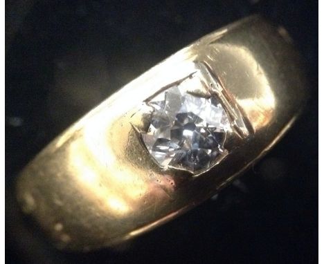 A diamond solitaire signet ring, approx 0.50ct, 18ct gold shank, size R, 6.7g gross