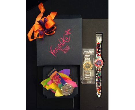 Swatch Watches - a Sam Francis Art Special limited edition special pack wrist watch GZ 123, No 44883/49999, others;   Pop Swa