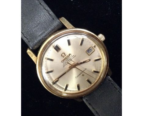 Omega - a gentleman's Constellation gold capped automatic chronometer, Officially Certified, calendar wristwatch, the off-whi