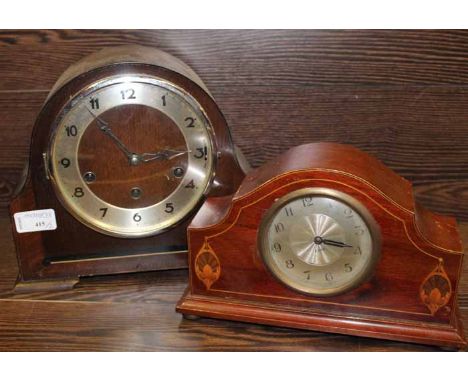TWO MAHOGANY MANTEL CLOCKS