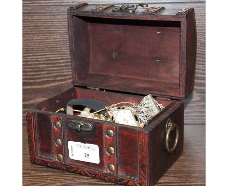 MINIATURE TRUNK WITH COLLECTION OF GOOD COSTUME JEWELLERY