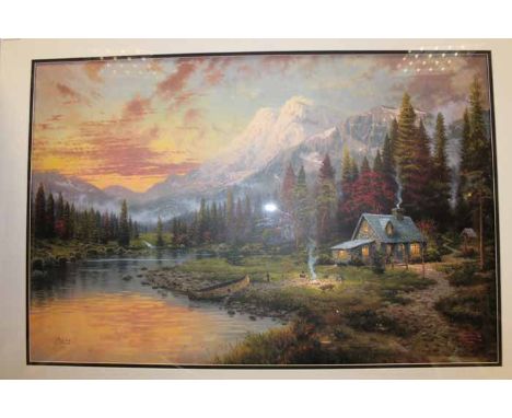 THOMAS KINKADE (AMERICAN 1958 - 2012),
CAMPING OUT
colour lithograph on paper, signed artists proof, number 905/970
image 59c