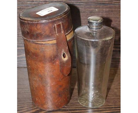 LEATHER CASED HUNTING FLASK 