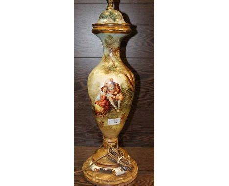 HAND PAINTED LAMP ON A MARBLE STAND