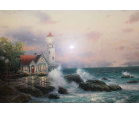 THOMAS KINKADE (AMERICAN 1958 - 2012),
WEATHERING THE STORM
colour lithograph on paper, signed, number 74/275
image 44.5cm hi
