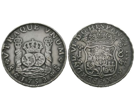 20th century AD. Santiago mint. Obv: crowned arms with J left and 8 right with FERDND VI D G HISPAN ET IND REX legend. Rev: c