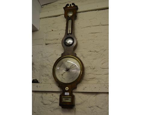 George III mahogany and line inlaid five glass banjo shaped wheel barometer by Sordelli, Leather Lane, London