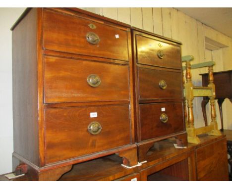 Pair of 19th Century mahogany three drawer narrow chests on bracket feet (with alterations)