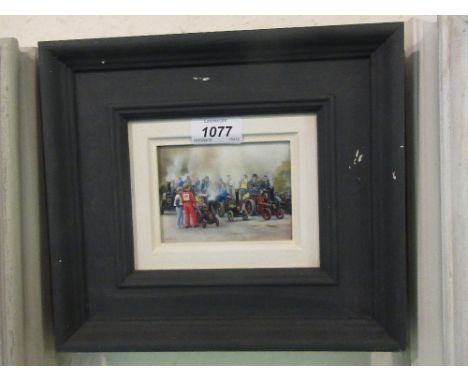 Geoffrey R. Herickx (Royal Miniature Society, Gold Memorial Bowl, 2009), miniature oil painting on panel, figures at a miniat