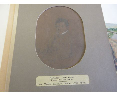 Manner of Sir Thomas Lawrence, charcoal drawing highlighted with white, portrait of Horace Walpole, Earl of Orford, unframed