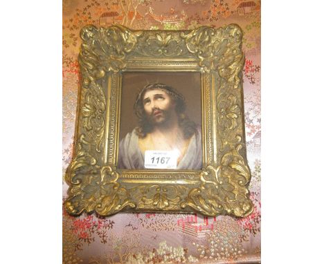 Finely painted watercolour, portrait of Christ with a crown of thorns, signed and inscribed verso H. H. Harding, London 1820
