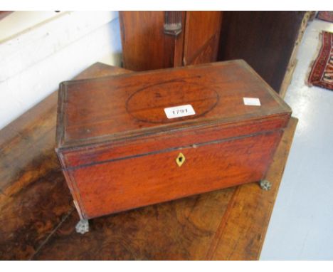 George III rectangular mahogany and inlaid tea caddy (for restoration)