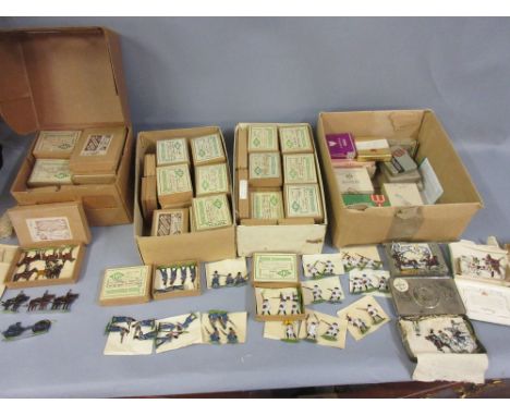 Extensive collection of Oki Kieler Zinnsoldaten and other die-cast metal and painted toy soldiers housed in seventy five orig