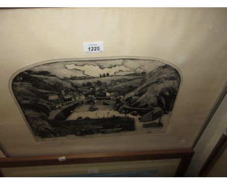 Graham Clarke, signed Limited Edition black and white etching ' Mullion Cove ', No. 189 of 350, 11ins x 16ins in a silvered f