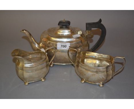 20th Century silver three piece tea service hallmarked Chester and Birmingham CONDITION REPORT 800g in weight10cm high x 2Tea
