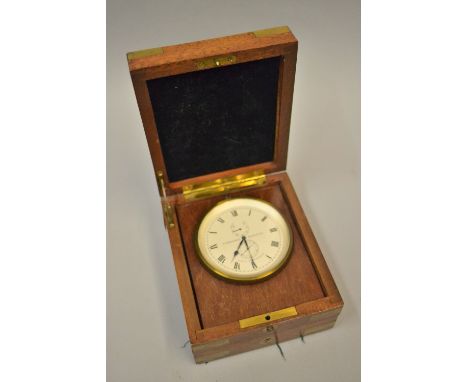 Paul Ditisheim, a small mahogany cased lever deck marine chronometer, the silvered dial with Roman numerals, subsidiary secon