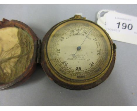 Gilt brass cased pocket barometer, the silvered dial inscribed Jones Lucking & Co., Birmingham, Leicester and Worcester, in o