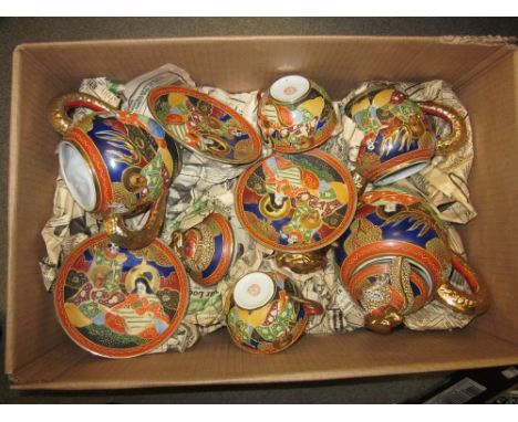 Japanese eggshell tea service painted with figures