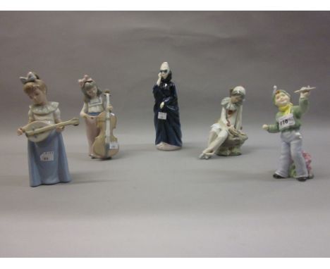 Royal Worcester figure, ' Boys and Girls Come Out to Play ', together with a Royal Doulton figure, ' Mask ' HN2554 and three 