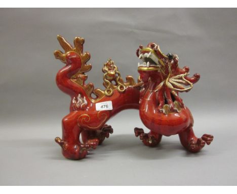 Chinese ceramic figure of a dragon with gilded decoration