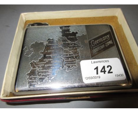 Mid 20th Century German British Zone nickel plated cigarette lighter / cigarette case