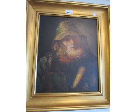 20th Century oil on canvas, head and shoulder portrait of an old sea dog, unsigned, gilt framed, 14.5ins x 12ins
