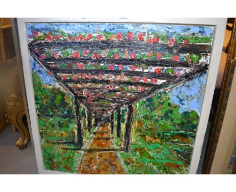 Graziano Parletta, 21st Century, oil on canvas, ' The Rose Trellis at Kew Gardens ', signed and dated '02, 24ins x 24ins, fra