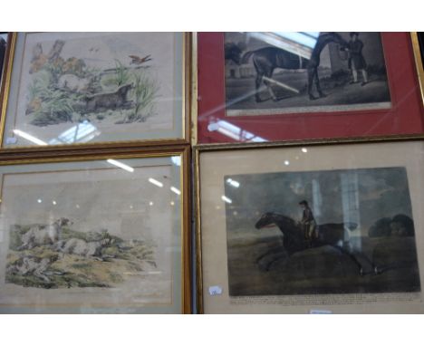 AN EARLY 19TH CENTURY PRINT BY LAURIE AND WHITTLE After Stubbs of a racehorse 'Eclipse', another similar 'Lurcher' and two sp