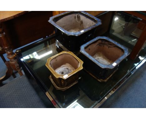 A CHINESE GLAZED GARDEN PLANTER and two similar (3)