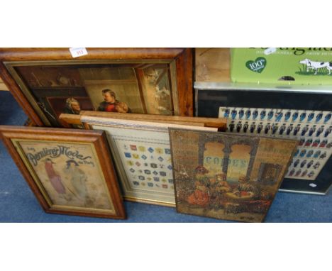 A VICTORIAN PRINT in a maple frame and other pictures