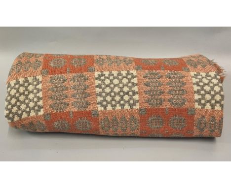 Vintage Welsh tapestry blanket. (B.P. 21% + VAT)  Damage to the edges. 197x171cm approx.